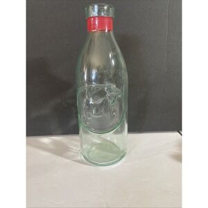 Large Clear Milk Made In Italy Cow Design Bottle‎ 10 Inches Tall